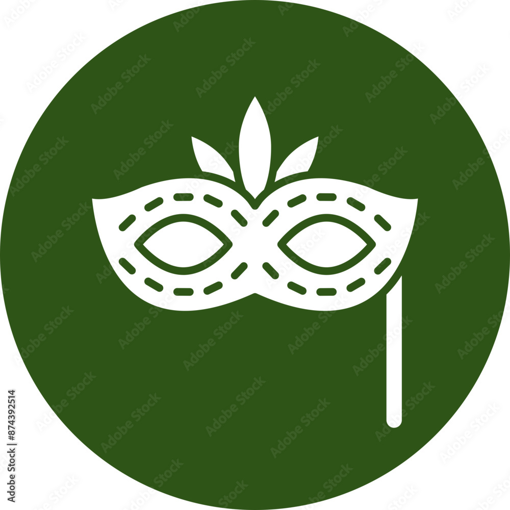 Fototapeta premium Carnival Mask Glyph Green Circle Icon