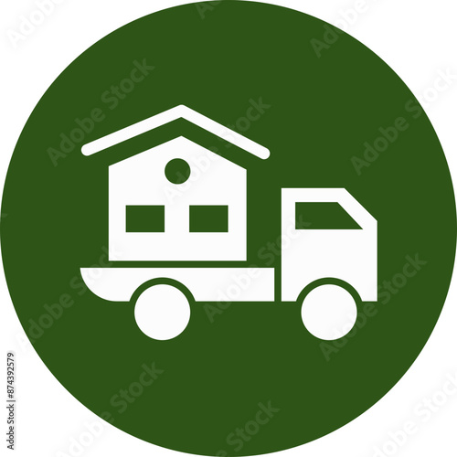 Moving Home Glyph Green Circle Icon