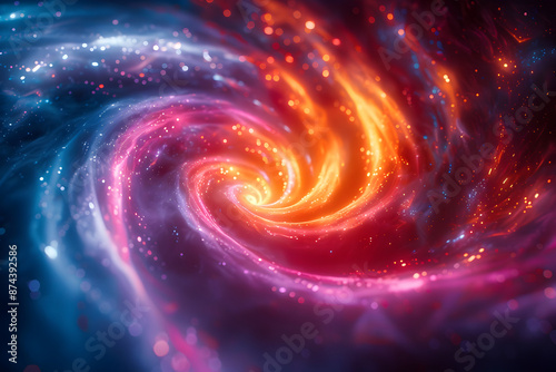 Abstract Neon Swirl Symphony in dark background