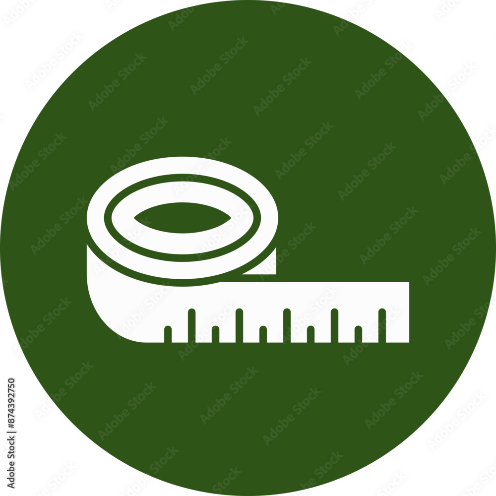 Measuring Tape Glyph Green Circle Icon Measuring Tape Glyph Green Circle Icon