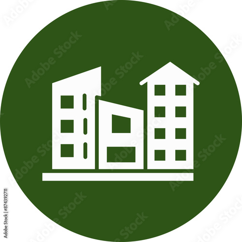 Building Glyph Green Circle Icon