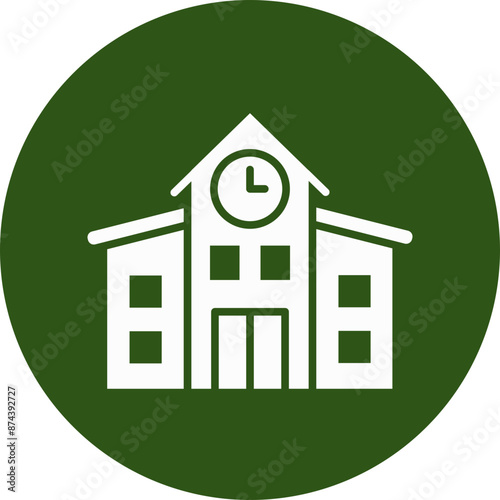 School Glyph Green Circle Icon