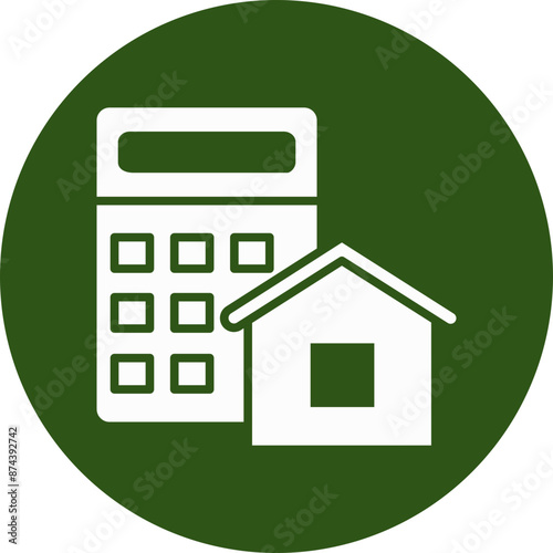 Calculation Glyph Green Circle Icon