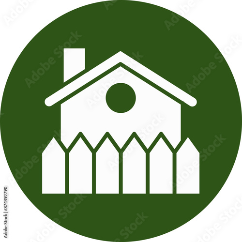 Fence Glyph Green Circle Icon