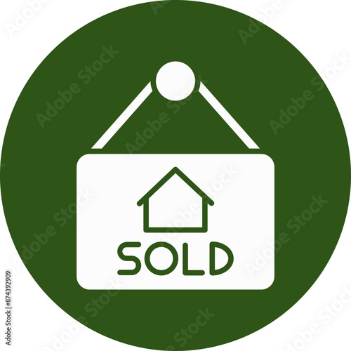 Sold Glyph Green Circle Icon