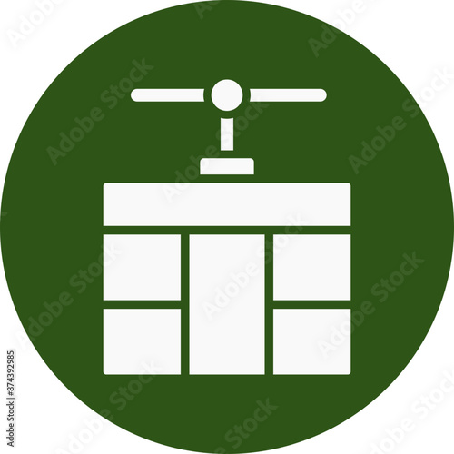 Cable car cabin Glyph Green Circle Icon