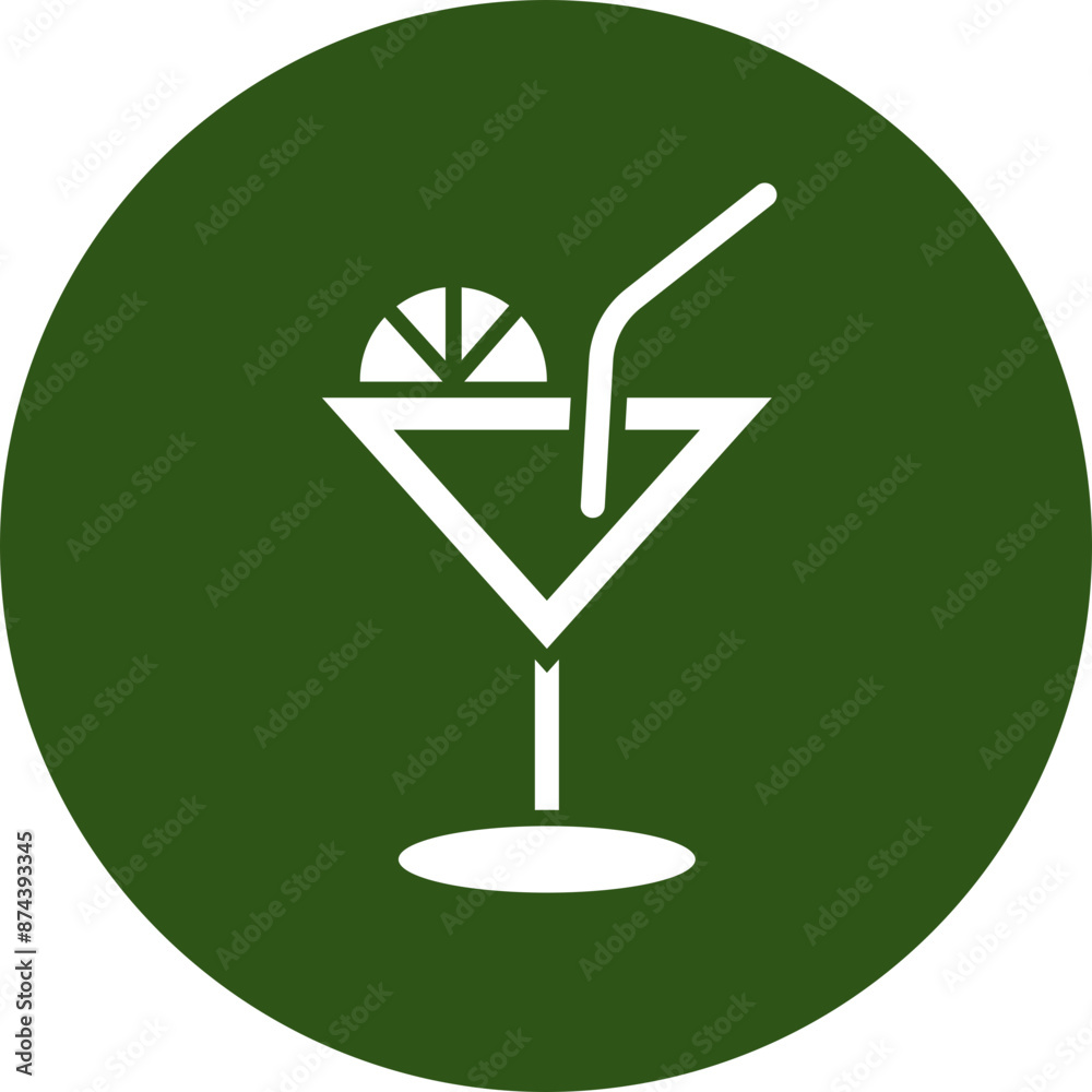 Cocktail Glyph Green Circle Icon Cocktail Glyph Green Circle Icon