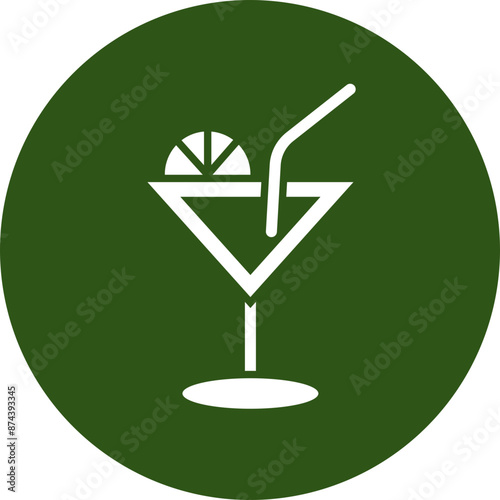 Cocktail Glyph Green Circle Icon