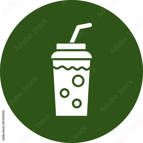 Cola Glyph Green Circle Icon