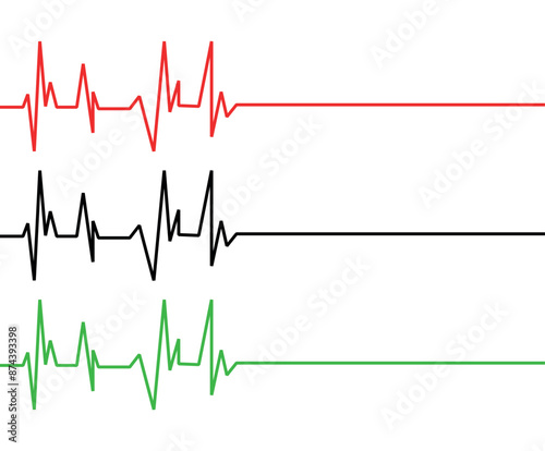 Set of Heart Rate Flatlining Vector: Illustration of Medical Emergency