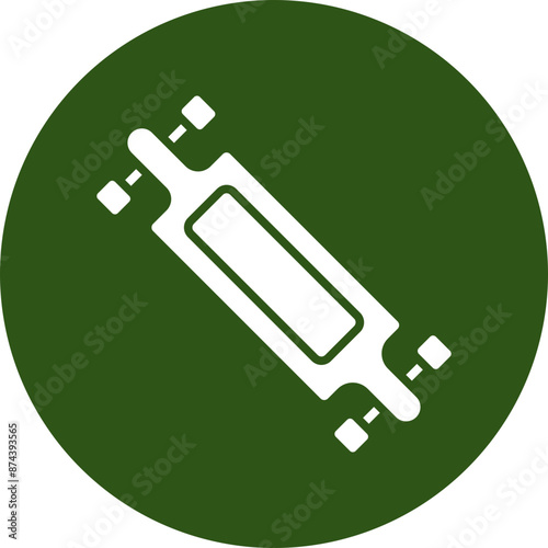 Longboard Glyph Green Circle Icon