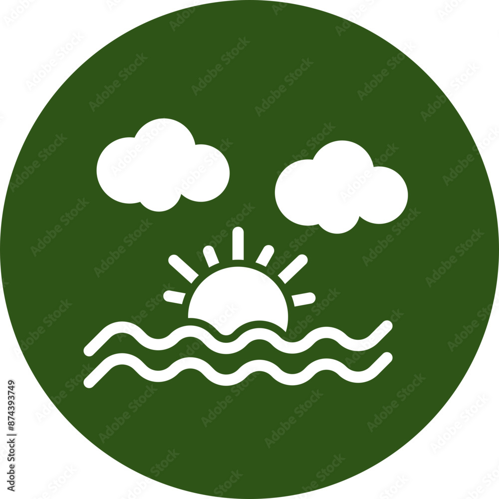 Sunset Glyph Green Circle Icon Sunset Glyph Green Circle Icon