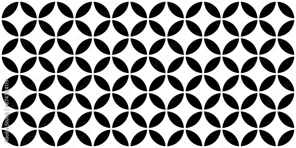 Seamless geometric pattern with leaves. Black and white abstract background.