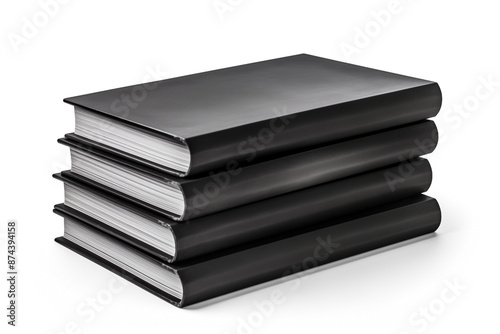 books black thick identical stack side view isolated on white