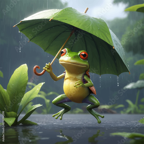 frog in the rain