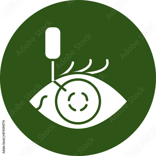 Cataract Glyph Green Circle Icon