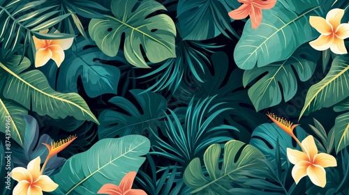 multi colored tropical leaves summer background.