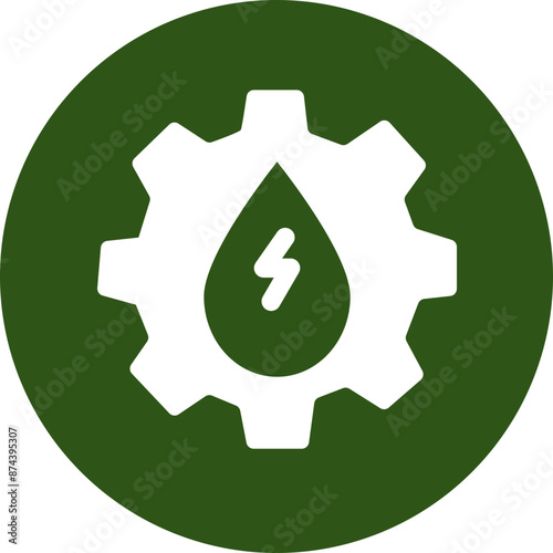 Hydro Power Glyph Green Circle Icon