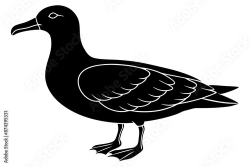 Cute silhouette black color Southern Giant Petrel vector art illustration