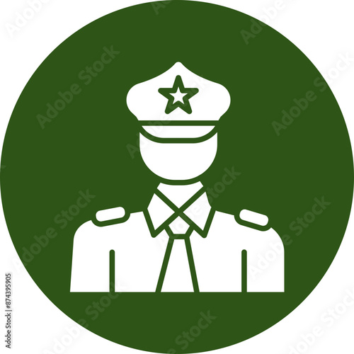Police Glyph Green Circle Icon