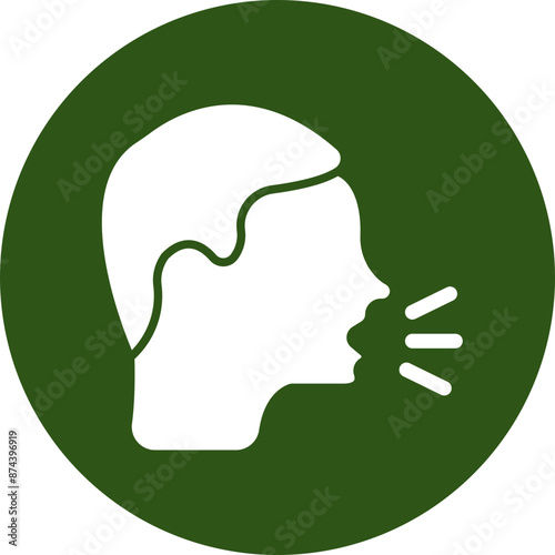 Cough Glyph Green Circle Icon