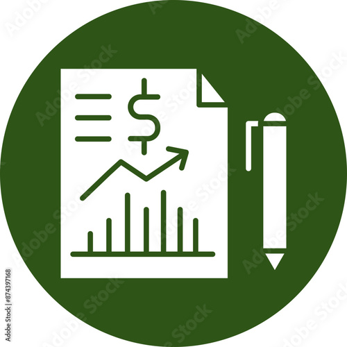 Business Report Glyph Green Circle Icon