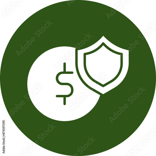 Shield Glyph Green Circle Icon