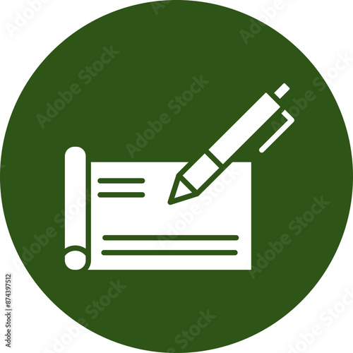 Cheque Glyph Green Circle Icon