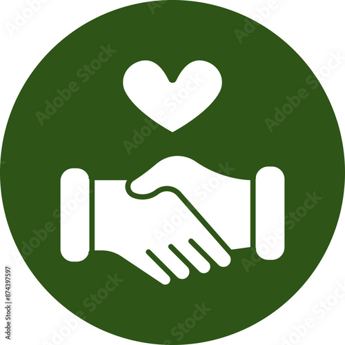 Handshake Glyph Green Circle Icon