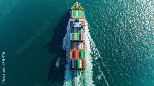 container cargo ship with containers © watz