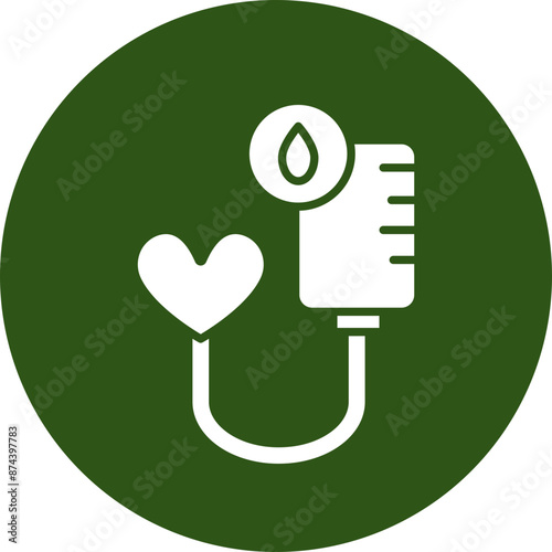 Blood Transfusion Glyph Green Circle Icon