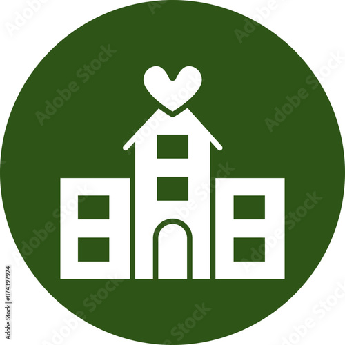 Hospital Glyph Green Circle Icon