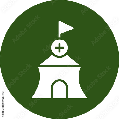 Camp Glyph Green Circle Icon
