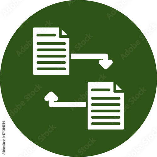 Files Exchange Glyph Green Circle Icon
