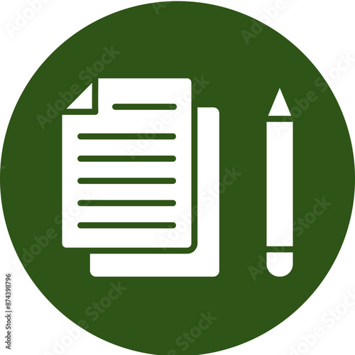 Document Glyph Green Circle Icon