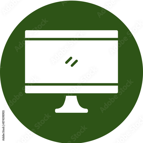 Monitor Glyph Green Circle Icon