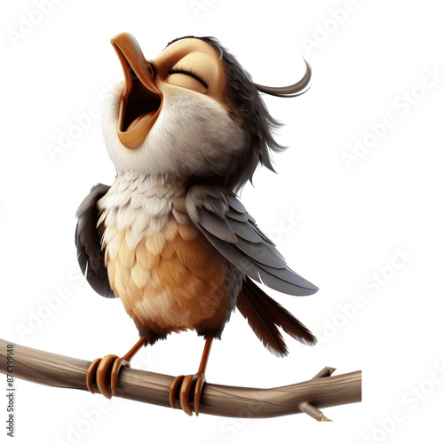 Cute Cartoon Songbird 3D Isolated
