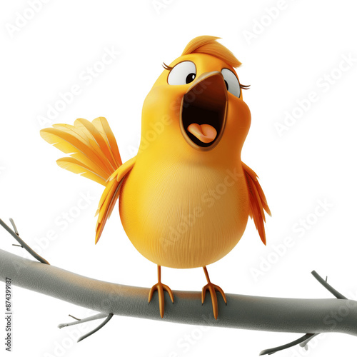 Cheerful Cartoon Bird Character 3D Isolated
