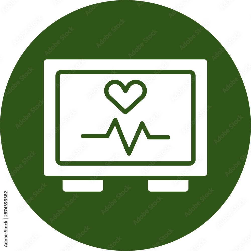 Electrocardiogram Glyph Green Circle Icon Electrocardiogram Glyph Green Circle Icon