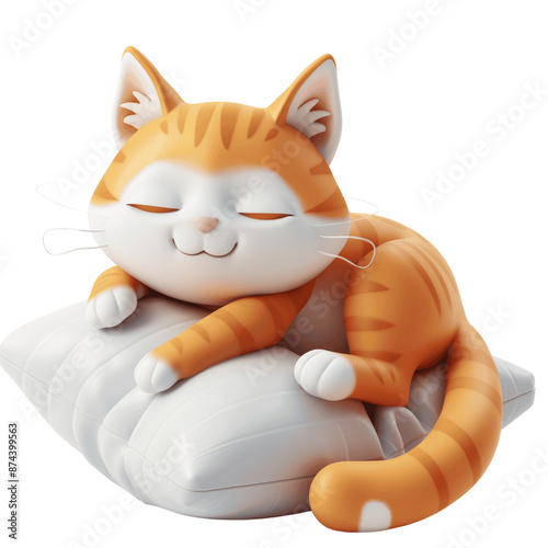 Dreaming Cartoon Kitty 3D Isolated
