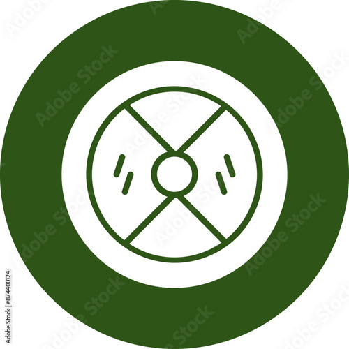 Wood Shield Glyph Green Circle Icon