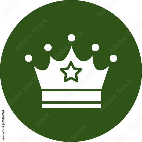 Queen Crown Glyph Green Circle Icon