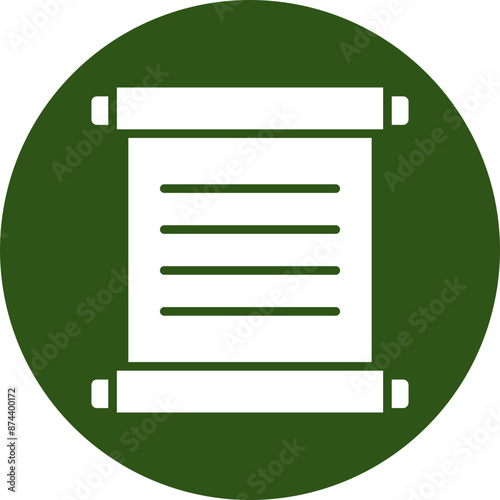 Scroll Paper Glyph Green Circle Icon