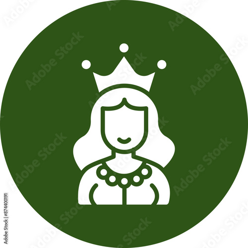 Princess Glyph Green Circle Icon