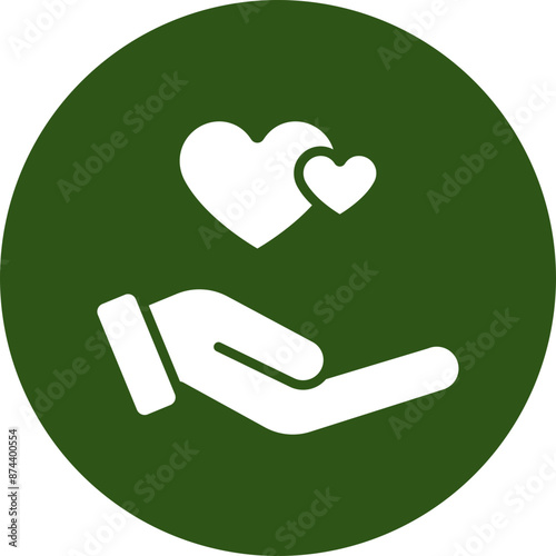 Love Glyph Green Circle Icon