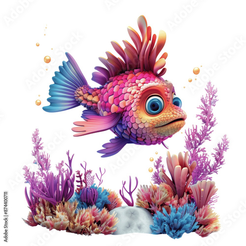 Friendly 3D Cartoon Nemo-like Fish Isolated

