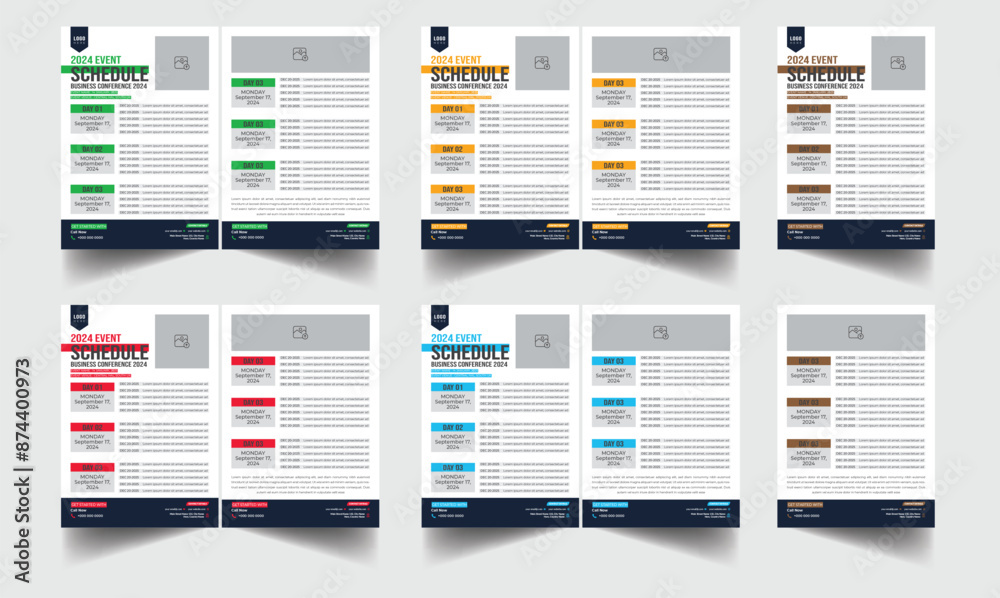 Data Sheet Business Event Schedule layout template. Product Catalogue