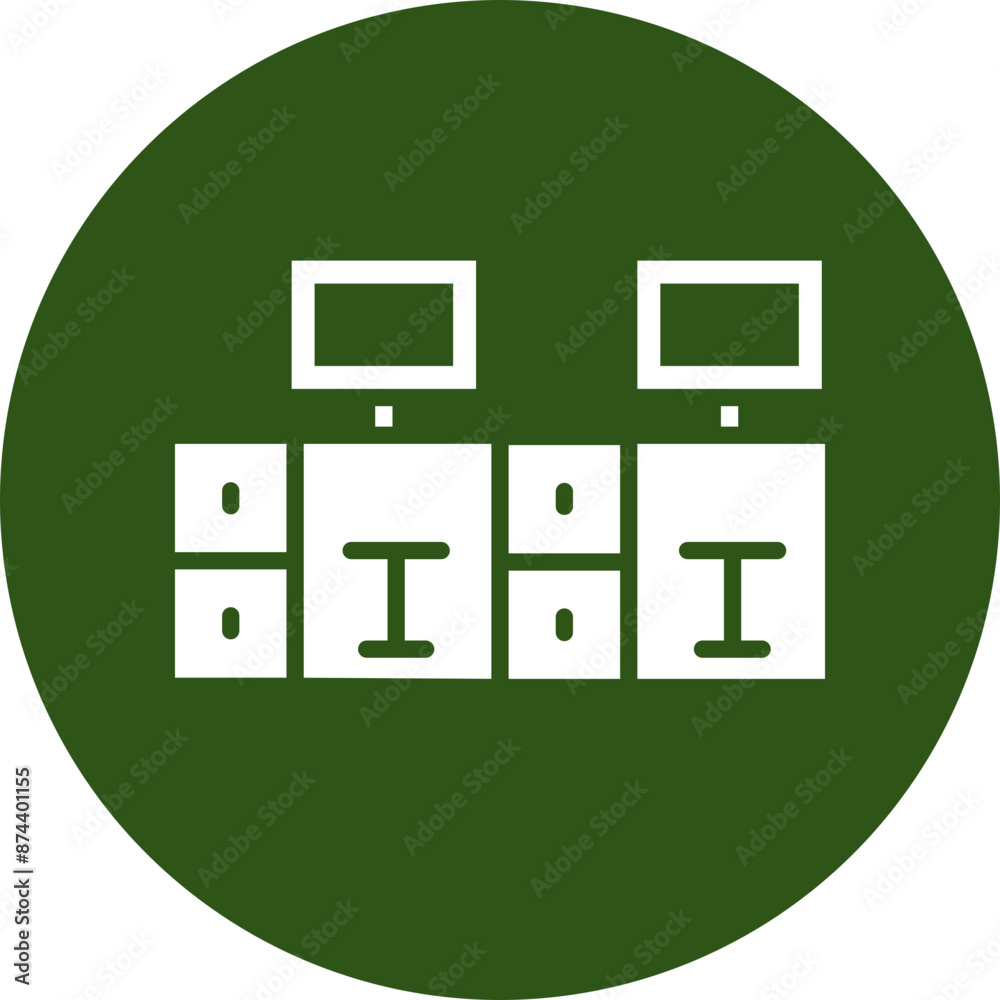 Workstations Glyph Green Circle Icon Workstations Glyph Green Circle Icon