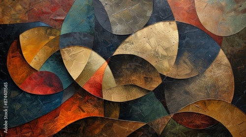 Abstract Geometric Composition in Warm Colors