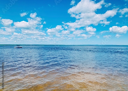 Boat in the water on a sunny beach day